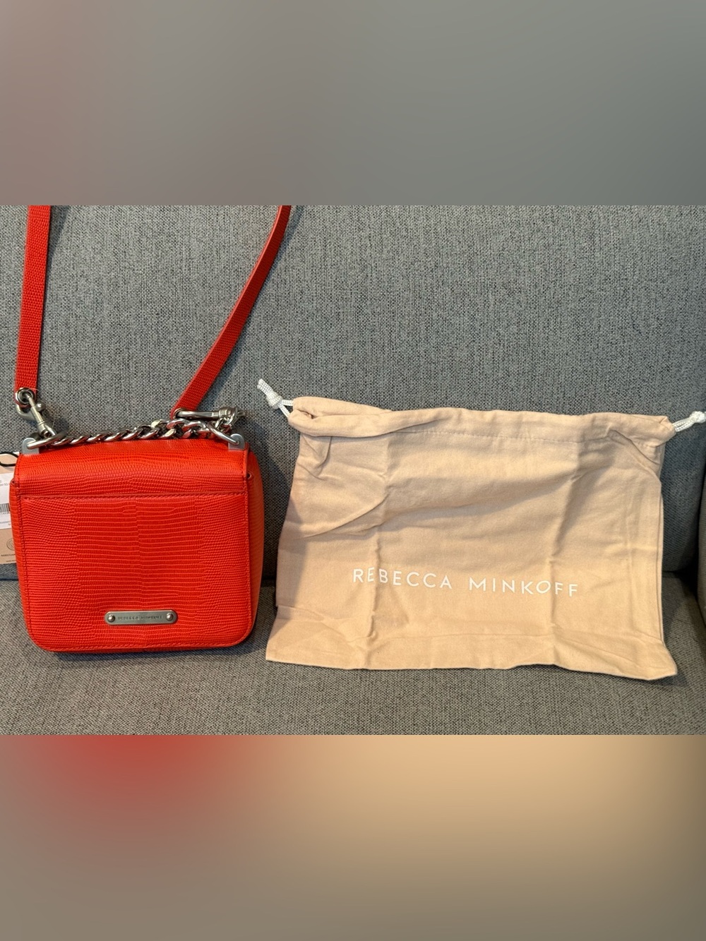 Rebecca Minkoff Love Too Small Leather Crossbody Bag, Coral NWT and cover bag.